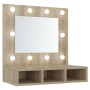 Mueble con espejo y luces LED roble Sonoma 60x31,5x62 cm de vidaXL, Tocadores de baño - Ref: Foro24-808885, Precio: 56,58 €, ...