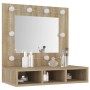 Mueble con espejo y luces LED roble Sonoma 60x31,5x62 cm de vidaXL, Tocadores de baño - Ref: Foro24-808885, Precio: 56,58 €, ...