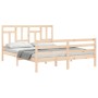 Bed frame with solid wood headboard 160x200 cm by vidaXL, Beds and slatted bases - Ref: Foro24-3194971, Price: 143,31 €, Disc...