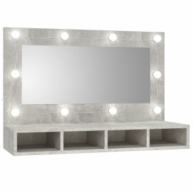 Betongraue Möbel mit Spiegel und LED-Leuchten 90x31,5x62 cm von vidaXL, Badezimmerwaschtische - Ref: Foro24-808895, Preis: 63...