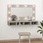 Mueble con espejo y luces LED gris hormigón 90x31,5x62 cm de vidaXL, Tocadores de baño - Ref: Foro24-808895, Precio: 64,06 €,...