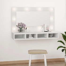 Mueble con espejo y luces LED blanco 90x31,5x62 cm de vidaXL, Tocadores de baño - Ref: Foro24-808891, Precio: 71,66 €, Descue...