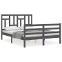 Gray solid wood bed frame with headboard 140x190 cm by vidaXL, Beds and slatted bases - Ref: Foro24-3194943, Price: 157,91 €,...