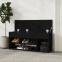 Black engineered wood shoe bench 105x30x45 cm by vidaXL, Shoe racks and shoe organizers - Ref: Foro24-808757, Price: 78,49 €,...