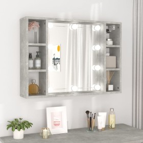 Mueble con espejo y luces LED gris hormigón 76x15x55 cm de vidaXL, Tocadores de baño - Ref: Foro24-808859, Precio: 55,32 €, D...