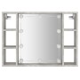 Mueble con espejo y luces LED gris hormigón 76x15x55 cm de vidaXL, Tocadores de baño - Ref: Foro24-808859, Precio: 55,32 €, D...