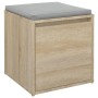 Cajón taburete madera contrachapada roble Sonoma 40,5x40x40 cm de vidaXL, Cestas para almacenaje - Ref: Foro24-808777, Precio...