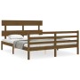 Estructura de cama matrimonio con cabecero madera marrón miel de vidaXL, Camas y somieres - Ref: Foro24-3195099, Precio: 149,...