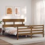 Estructura de cama matrimonio con cabecero madera marrón miel de vidaXL, Camas y somieres - Ref: Foro24-3195099, Precio: 149,...