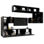 8-piece black engineered wood TV living room furniture set by vidaXL, TV Furniture - Ref: Foro24-3078828, Price: 297,36 €, Di...