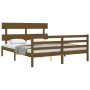 Estructura de cama matrimonio con cabecero madera marrón miel de vidaXL, Camas y somieres - Ref: Foro24-3195099, Precio: 149,...