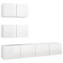 Set de muebles de salón 4 pzas madera ingeniería blanco brillo de vidaXL, Muebles TV - Ref: Foro24-3079340, Precio: 188,17 €,...