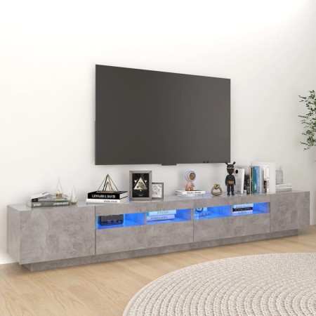 Concrete gray TV cabinet with LED lights 260x35x40 cm by vidaXL, TV Furniture - Ref: Foro24-3081919, Price: 175,64 €, Discoun...