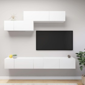 6-piece engineered wood living room TV furniture set in white by vidaXL, TV Furniture - Ref: Foro24-3078730, Price: 211,99 €,...