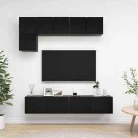 Set de muebles de salón TV 5 piezas madera ingeniería negro de vidaXL, Muebles TV - Ref: Foro24-3078798, Precio: 170,30 €, De...