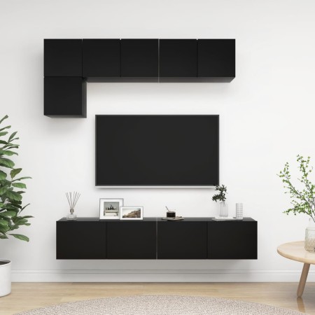 Set de muebles de salón TV 5 piezas madera ingeniería negro de vidaXL, Muebles TV - Ref: Foro24-3078798, Precio: 173,77 €, De...