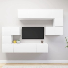 8-teiliges TV-Schrankset aus weißem Holzwerkstoff von vidaXL, TV-Möbel - Ref: Foro24-3078723, Preis: 258,99 €, Rabatt: %