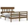 Honey brown solid wood bed frame and headboard 120x200 cm by vidaXL, Beds and slatted bases - Ref: Foro24-3195154, Price: 129...