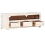 Weißer TV-Schrank aus massivem Akazienholz, 110 x 30 x 40 cm von vidaXL, TV-Möbel - Ref: Foro24-337849, Preis: 168,58 €, Raba...