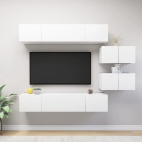 6-piece engineered wood living room TV furniture set in white by vidaXL, TV Furniture - Ref: Foro24-3078726, Price: 216,66 €,...