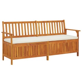 Banco de almacenaje con cojín madera maciza de acacia 170 cm de vidaXL, Bancos de jardín - Ref: Foro24-316738, Precio: 281,99...