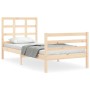 Bed frame with solid wood headboard 100x200 cm by vidaXL, Beds and slatted bases - Ref: Foro24-3193976, Price: 101,63 €, Disc...