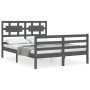 Estructura de cama con cabecero madera maciza gris 140x200 cm de vidaXL, Camas y somieres - Ref: Foro24-3194443, Precio: 162,...