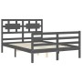 Estructura de cama con cabecero madera maciza gris 140x200 cm de vidaXL, Camas y somieres - Ref: Foro24-3194443, Precio: 162,...