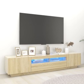 TV cabinet with LED lights Sonoma oak color 200x35x40 cm by vidaXL, TV Furniture - Ref: Foro24-3081909, Price: 113,61 €, Disc...