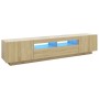 TV cabinet with LED lights Sonoma oak color 200x35x40 cm by vidaXL, TV Furniture - Ref: Foro24-3081909, Price: 115,68 €, Disc...