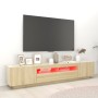 TV cabinet with LED lights Sonoma oak color 200x35x40 cm by vidaXL, TV Furniture - Ref: Foro24-3081909, Price: 115,68 €, Disc...