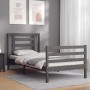 Gray solid wood bed frame with headboard 100x200 cm by vidaXL, Beds and slatted bases - Ref: Foro24-3194693, Price: 106,01 €,...