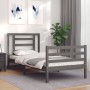 Gray solid wood bed frame with headboard 100x200 cm by vidaXL, Beds and slatted bases - Ref: Foro24-3194693, Price: 106,01 €,...