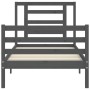 Gray solid wood bed frame with headboard 100x200 cm by vidaXL, Beds and slatted bases - Ref: Foro24-3194693, Price: 106,01 €,...