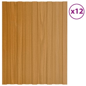 Panel de tejado acero galvanizado color madera 12 uds 60x45 cm de vidaXL, Techo - Ref: Foro24-317195, Precio: 45,99 €, Descue...