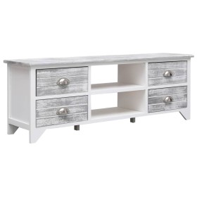 Mueble para TV madera de paulownia blanco y gris 108x30x40 cm de vidaXL, Muebles TV - Ref: Foro24-338513, Precio: 97,99 €, De...