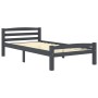 Dark gray pine solid wood bed frame 90x200 cm