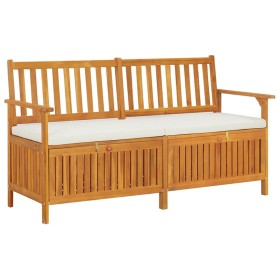 Solid acacia wood storage bench with cushion, 148 cm by vidaXL, garden benches - Ref: Foro24-316737, Price: 257,99 €, Discoun...