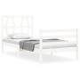 White solid wood bed frame with headboard 100x200 cm by vidaXL, Beds and slatted bases - Ref: Foro24-3194367, Price: 105,57 €...