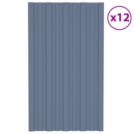 Galvanized steel roof panel, gray, 12 units, 80x45 cm. by vidaXL, Ceiling - Ref: Foro24-317201, Price: 49,99 €, Discount: %