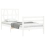 White solid wood bed frame with headboard 100x200 cm by vidaXL, Beds and slatted bases - Ref: Foro24-3194367, Price: 105,57 €...