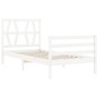 White solid wood bed frame with headboard 100x200 cm by vidaXL, Beds and slatted bases - Ref: Foro24-3194367, Price: 105,57 €...