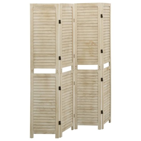 Biombo de 4 paneles de madera maciza de paulownia 140x165 cm de vidaXL, Divisores de ambientes - Ref: Foro24-338579, Precio: ...