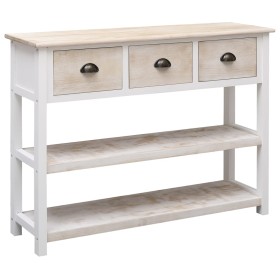 Aparador madera maciza Paulownia blanco y marrón 108x30x76 cm de vidaXL, Aparadores - Ref: Foro24-338550, Precio: 163,87 €, D...