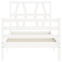 White solid wood bed frame with headboard 100x200 cm by vidaXL, Beds and slatted bases - Ref: Foro24-3194367, Price: 105,57 €...