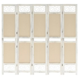 Divider screen with 5 cream fabric panels 175x165 cm by vidaXL, Room dividers - Ref: Foro24-338560, Price: 83,99 €, Discount: %