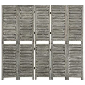 Gray solid wood 5-panel screen 179x166 cm by vidaXL, Room dividers - Ref: Foro24-338576, Price: 98,46 €, Discount: %