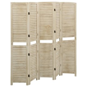 5-panel screen made of solid paulownia wood 175x165 cm by vidaXL, Room dividers - Ref: Foro24-338580, Price: 103,99 €, Discou...