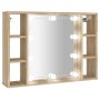 Sonoma oak furniture with mirror and LED lights 76x15x55 cm by vidaXL, bathroom vanities - Ref: Foro24-808858, Price: 62,71 €...