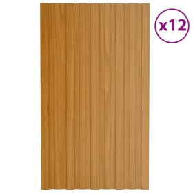 Wood-colored galvanized steel roof panel 12 units 80x45 cm by vidaXL, Ceiling - Ref: Foro24-317207, Price: 59,29 €, Discount: %